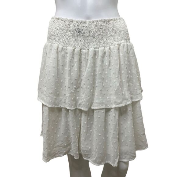 Arula Tiered Dotted Flowy Skirt White Size XL - Picture 2 of 3